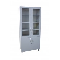 Medical display cabinet, light gray