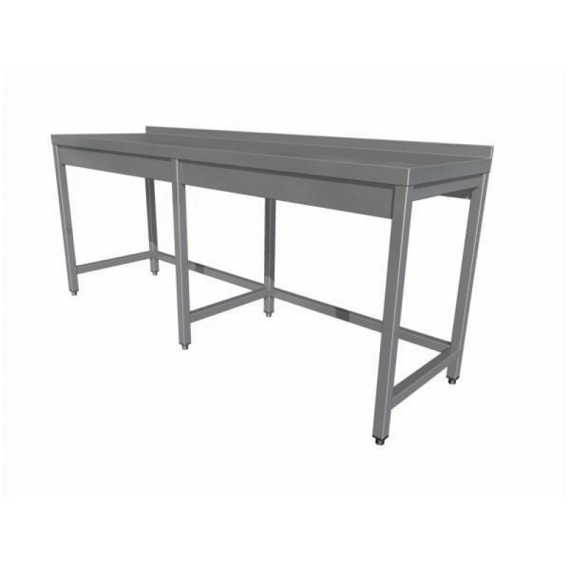 Work table without shelf (6 legs) with upstand