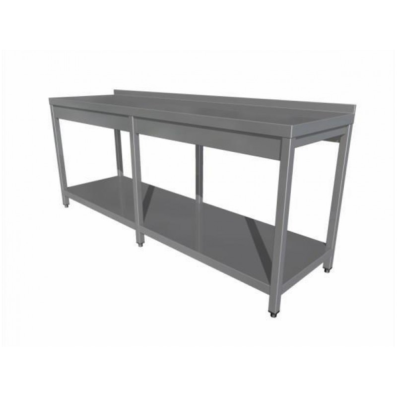 Work table with shelf (6 legs) with upstand