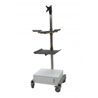 Stainless steel endoscopy trolley with 2 shelves