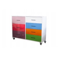 Metal chest of drawers on wheels